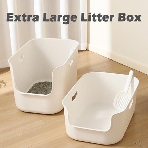 Extra Large Litter Box with High Sides (White / 13.98" High)