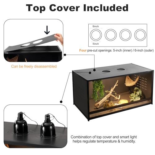 Stackable PVC Reptile Enclosures 44 Gallon ToxiRium Large Reptile 40''x16''x16 Space efficient Tank for Bearded Dragon Lizard Snake (Two 40x16x16''-44 Gallon with Kit)