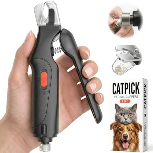 2-in-1 Cat Nail Clippers & Dog Nail Clippers Trimmers for Large Medium Small Dogs Cats Claw Trimmer Quick Sensor and Safety Guard USB Rechargeable with 2 LED Lights Dogs Nail Trimmer