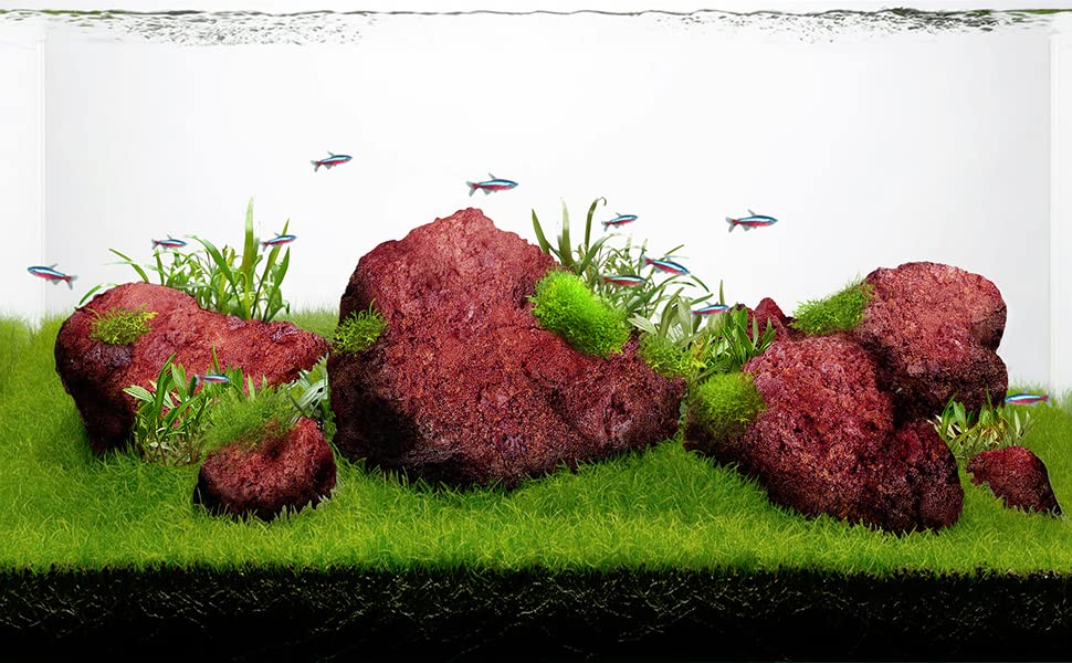 Red Lava Rock 16lb Aquarium Rocks Stones for Fish Tank Decor (03 Red Lava Stones（3-10inch,16lbs）)