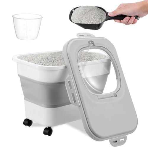 Cat Litter Storage Bin Container with Airtight Lids (Grey)