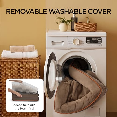 Orthopedic XLPlus Dog Bed Extra Large Washable Original Design (Brown / 48"l X 35"w X 8"th)