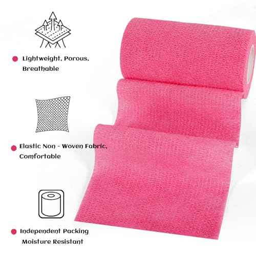 6 Rolls Elastic Self Adhesive Bandage Wrap 4 Inch (4 Inch-6 Count Color)