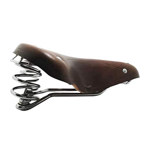 English Vintage Bicycle Saddle Touring City Saddle Comfortable Comfort Leather Bicycle Seat with Spring Rivets for Women Men (Coffee)