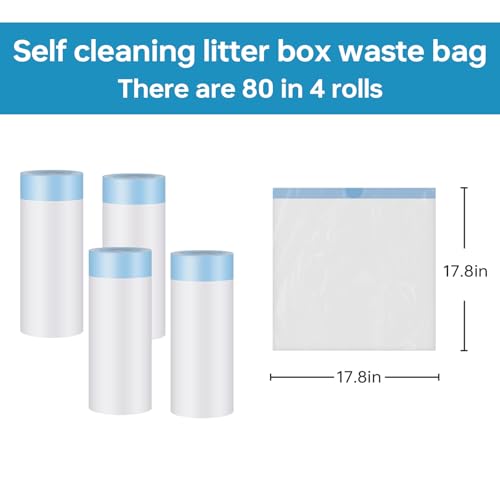 4 * 20 Count Trash Bags for Automatic Cat Litter Box Self Cleaning