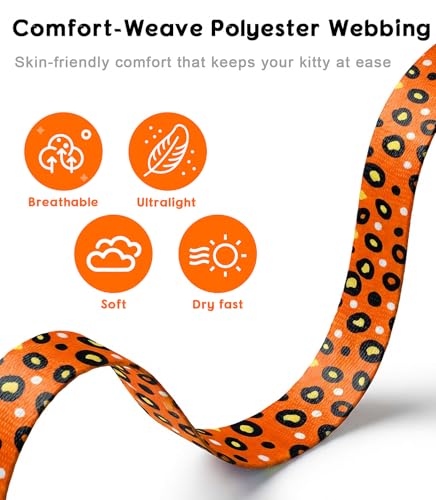 Cat Harness and Leash Set (Vibrant Leopard Orange / Medium (8-18 lb))
