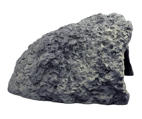 Rock Cave Habitat Hidden for Reptile and Amphibians.Terrarium & Aquarium Decor (Extra Large Size ( Grey ))