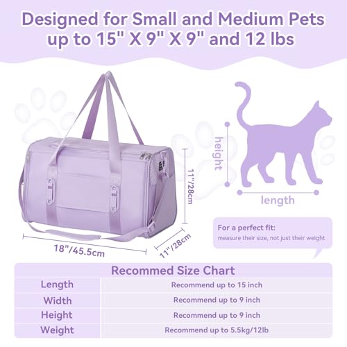 Cat Carrier Soft with Patented Safety Buckles (18.0"L x 11.0"W x 11.0"H / Purple)