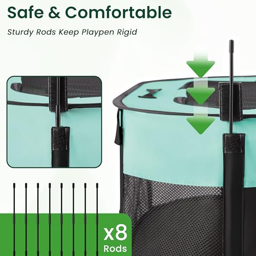 Pet Puppy Dog Playpen (Green / Large)