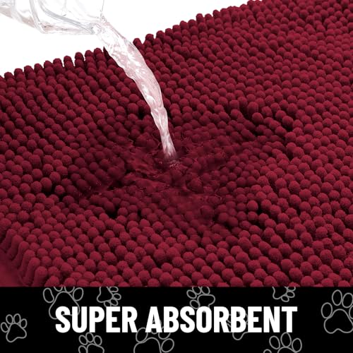 Dog Door Mat for Muddy Paws (48"X30" / Burgundy and White)