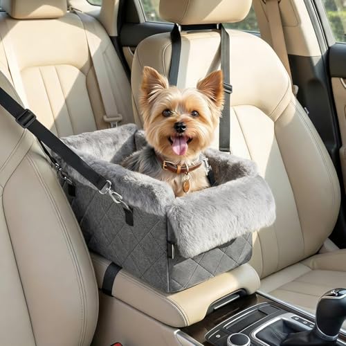 Center Console Dog Car Seat for Small Dogs&Cats Under 12 LBS (Gray)