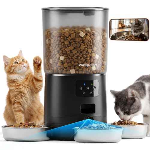 Automatic Cat Feeder with Camera for 3 Cats (Black)