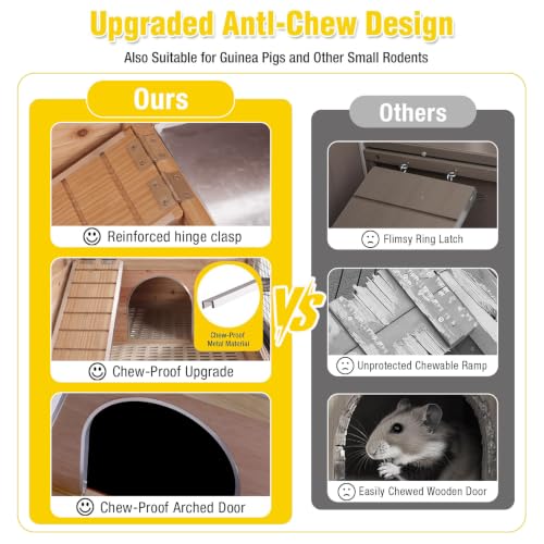 Wooden Guinea Pig Cages Indoor with Removable Stand (Natural Wood)