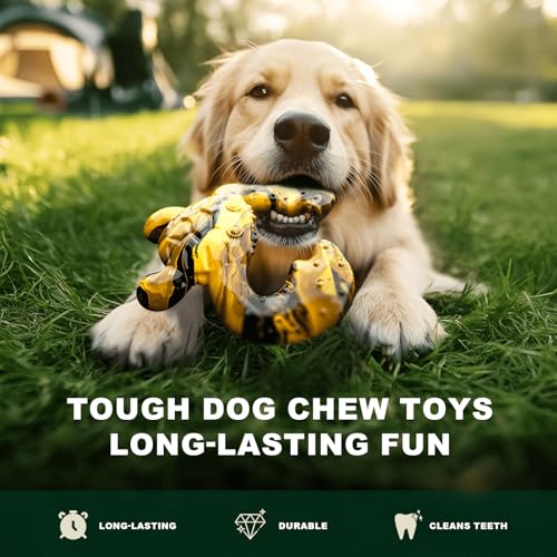 Dog Chew Toys for Aggressive Chewers (Yellow Black / Large)