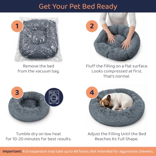 Calming Donut Dog Bed for Small Dogs (Dark Grey / Large (36"L x 36"W x 10"Th))