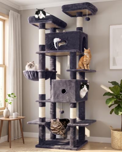 80in Cat Tree Tower for Indoor Cats Large Adult (Dark Grey)