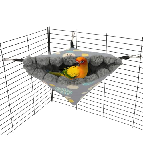 Bird Nest House Winter Warm Hanging Hammock Bird Bed Snuggle Hut for Parakeets Budgies Caique Conures Cockatiels (Large / Grey)