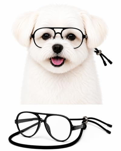 G029 Dog Cat Pet Aviator Pilot Sunglasses Glasses for Small Breeds up to 15lbs (S, Up to 15lbs, 2-pack Black +Black-clear)