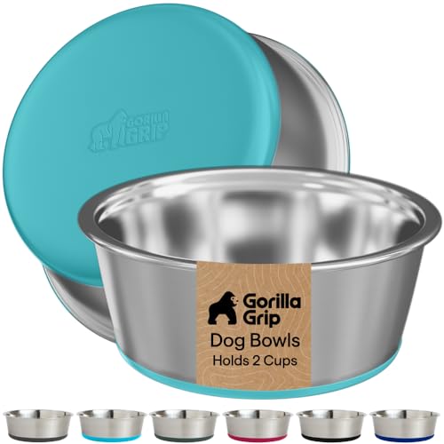 Dog Bowls Food Grade Stainless Steel (Turquoise / 2 Cup (Set of 2))