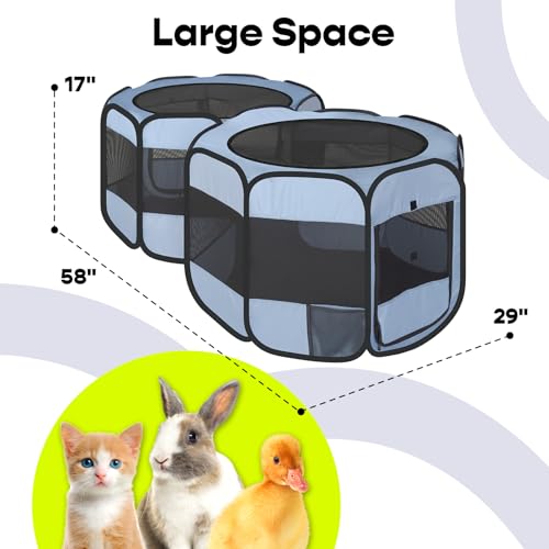 Small Animals Playpen Pop up Small Pet Cage Enclosure Tent Chick Run Brooder Coop Foldable Kennel for Kitten Ferret Puppy Guinea Pig Rabbit Hamster Chinchillas (Gray)