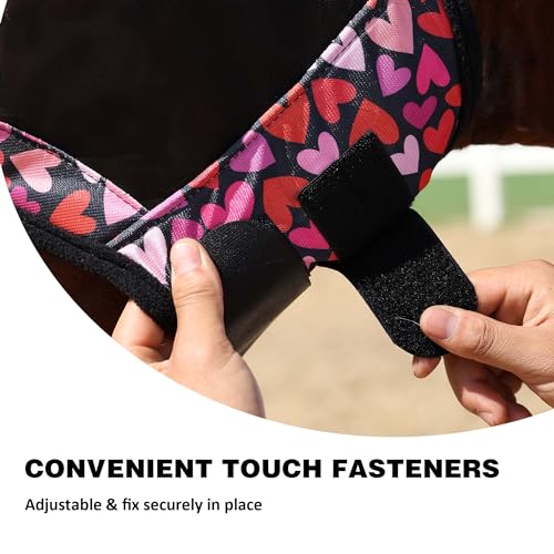 Pro LumiVista Horse Half Face Fly Mask Large Eye Space with Ears UV Protection for Horse Cute Hearts L (Cute Hearts / L)