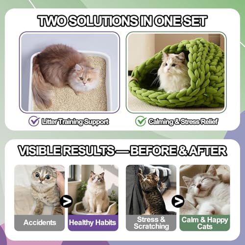 Cat Catnip Calming Spray & Cat Litter Box Attractant Kit (2-in-1 (Cat Litter Training & Catnip Calming))