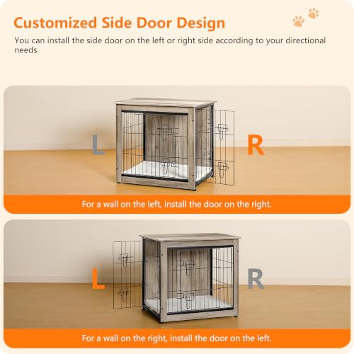 27" Dog Crate Furniture (Greige / 27.2"L x 20.1"W x 23.6"H)