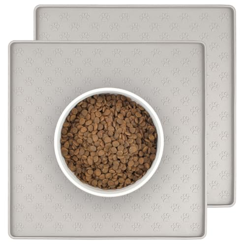 2 Pack Dog Food Mat Anti (11.8"L x 11.8"W - 2 Pack / Cream)