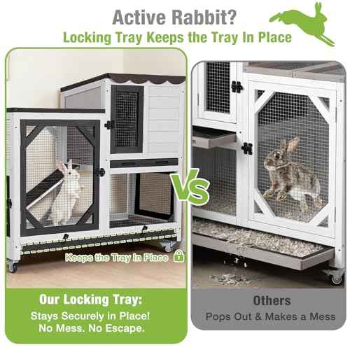 2 Story Rabbit Hutch Bunny cage Wooden Rabbit Cage Indoor