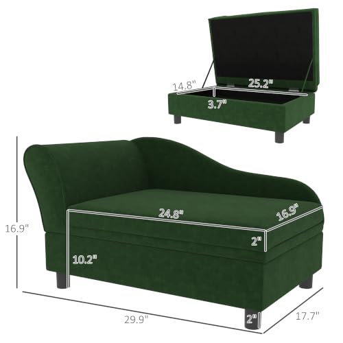 Luxury Fancy Dog Couch with Hidden Storage (Green)