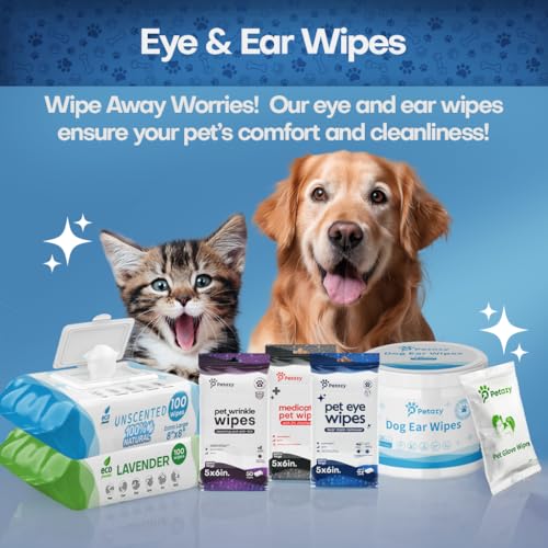 Pet Eye Wipes for Dogs & Cats (60 XL EYE WIPES)