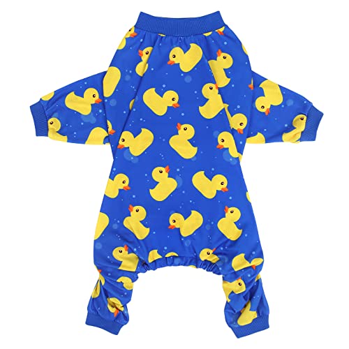 Dog Pajamas One Piece Light Comfy Pjs Pet Costume M (Large / Ducks Blue)