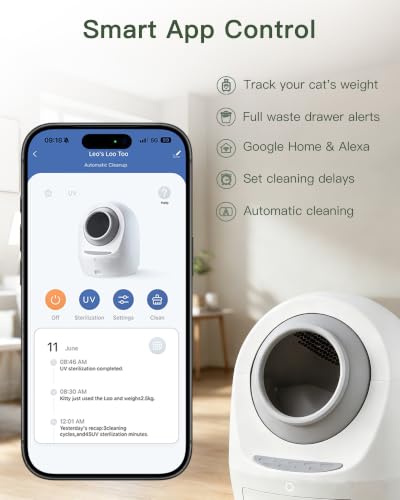 Casa Leo Automatic Self Cleaning Cat Litter Box Bundle with App Control (Leo Gray)