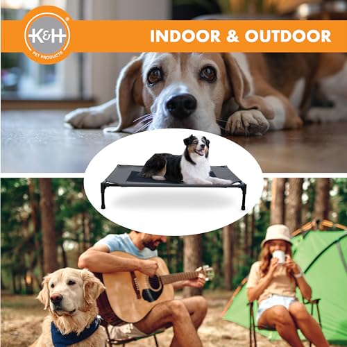 K&H Outdoor Elevated Dog Bed for Medium & Large Pets (Charcoal/Black Mesh / Large 42"L x 30"W)