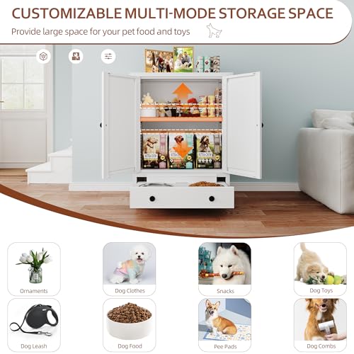 Dog Feeding Station with Storage (White)