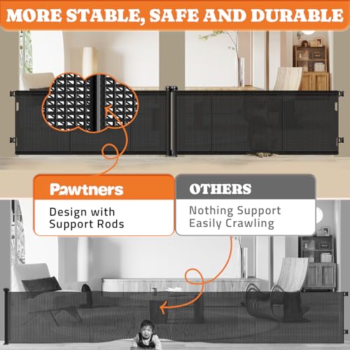 2-in-1 Retractable Baby Gates 41" Tall, Both Side Up to 200" Wide, Black (Black / 41" Tall x 400" Wide(2-in-1))