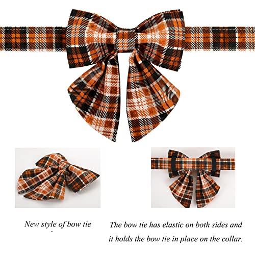 Halloween Dog Collar with Bowtie (C:O&B Grid / X-Small (Pack of 1))