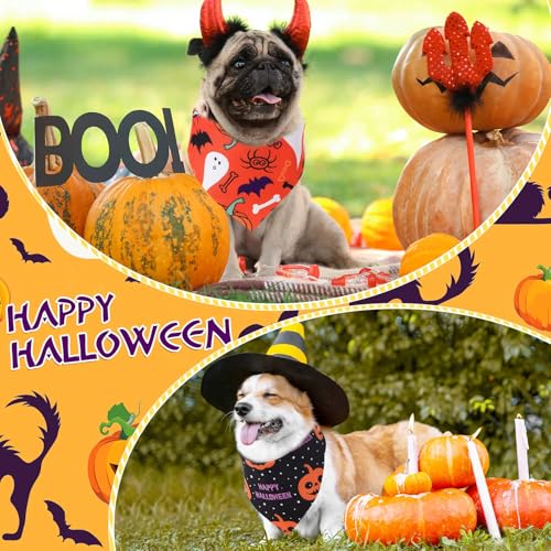 100 Pcs Halloween Dog Bandanas Bulk (Halloween / 25.6 x 17.7 x 17.7 Inch)