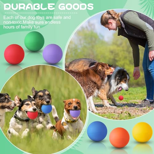 24 Pieces Rubber Dog Tennis Balls for Dog Colorful Catching Pet Balls for Fetch Training 2.4 Inch Interactive Bounce and Floatable Toy for Park Beach