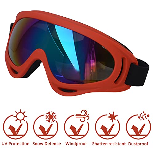 Large Dog Sunglasses (Red Frame&Colorful Lens&L)