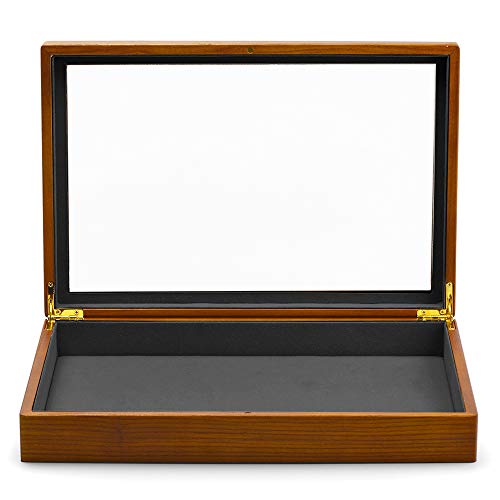 Solid Wooden Jewelry Box Large Vintage Organizer Display Tray (Grey Flat Box)