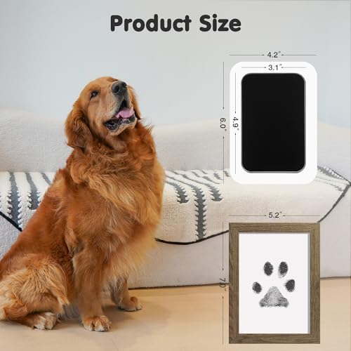 Inkless Paw Print Kit for Dogs (Black Pad,Walnut Wood Frame / 4-Pack,Large)