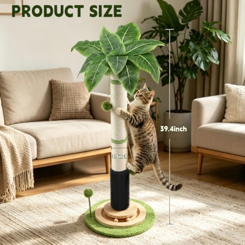 39.4'' Tall Cat Scratching Post (green-39.4inch)
