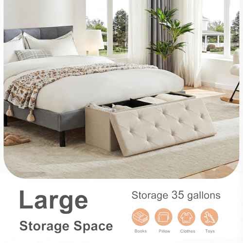 43 Inch Folding Storage Ottoman Bench