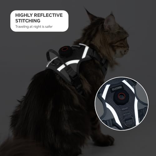 Cat Harness and Leash Set with AirTag Holder (Grey (Holder for Airtag) / M)