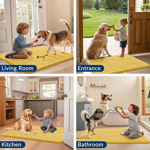 Dog Door Mat for Muddy Paws 30x20 (Yellow / 30"X20")