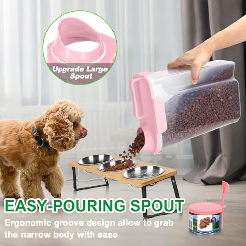 Pet Dog Cat Food Storage Container 5 to 7 lbs with Can Cover and Mixing Spoon (Pink 6Qt)