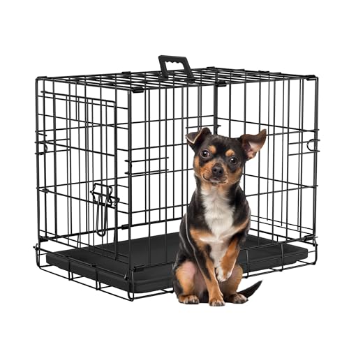 18" Foldable Metal Dog Crate (Dark Black)