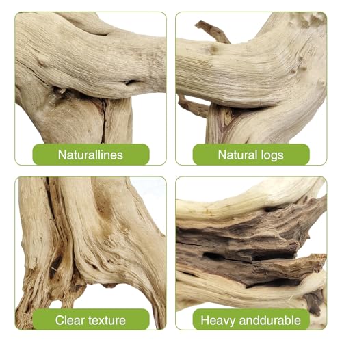 Natural Driftwood for Aquarium (Spiderwood（6-8 inch pack of 4）)