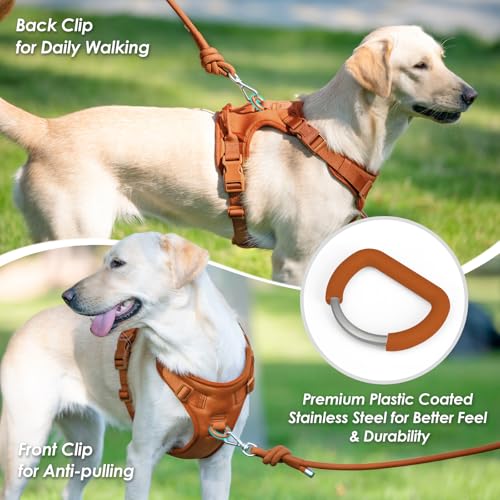 No Pull Dog Harness for Large Sized Dogs Puppy Vest No Choke (Carmel Brown / L(Neck:20.9-31.5", Chest:24.8-37.4"))